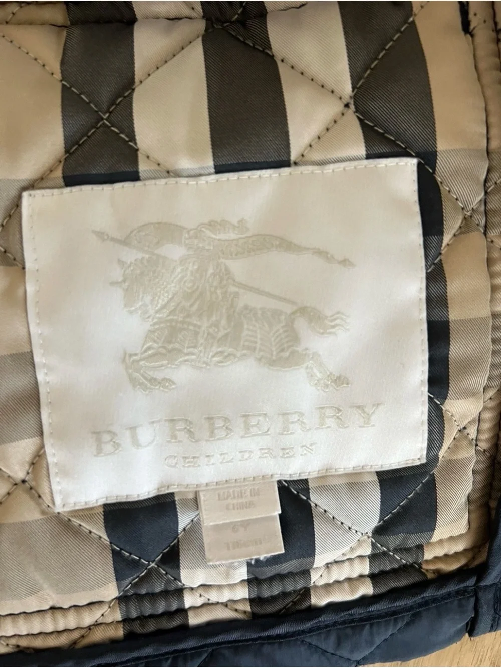 Burberry Navy Quilted Kids Puffer Jacket size 6